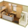 Жилой модульный контейнер с санузлом, душем и кухней - 2 человека